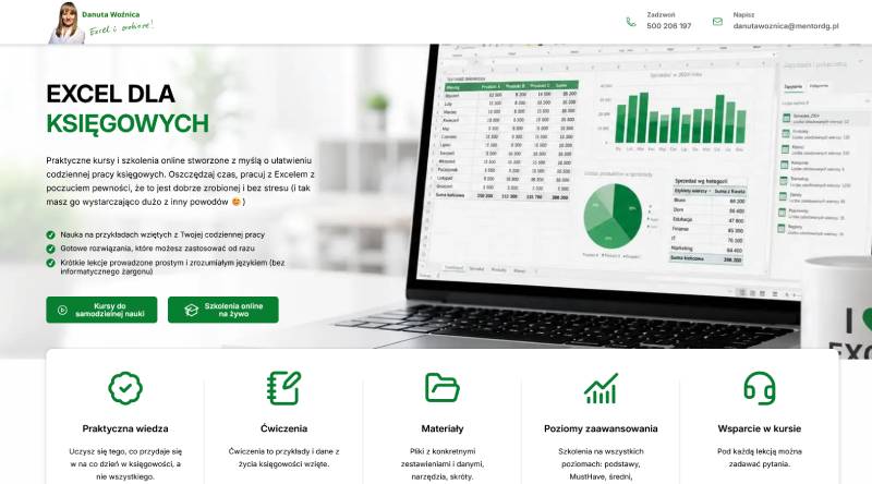 Excel dla księgowych - projekt strony internetowej
